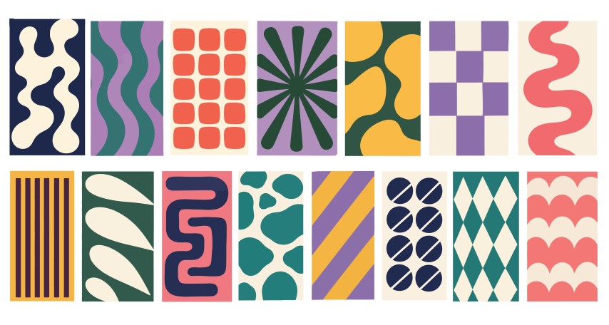 Abstract geometric shapes and patterns set.