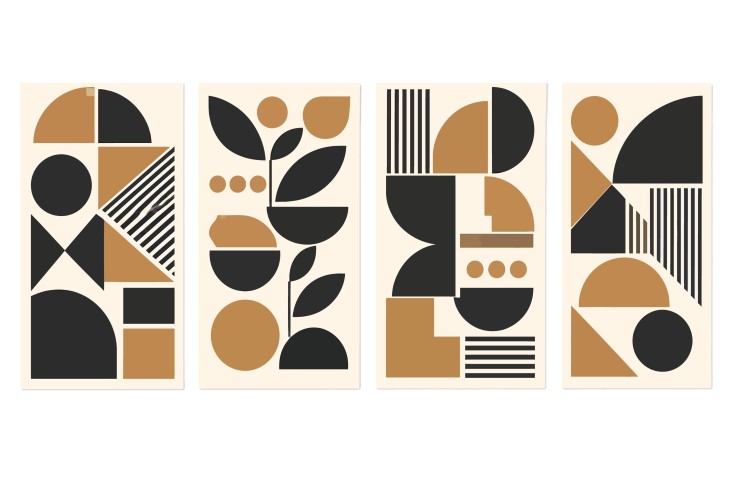 Abstract geometric shapes collection with muted earth tones.
