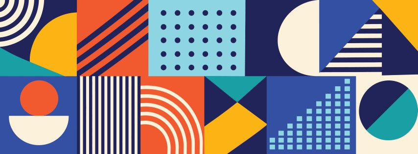 Abstract geometric shapes and patterns grid.