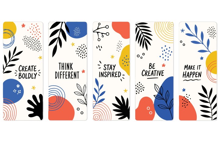 Set of motivational quotes on abstract backgrounds.