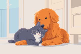 A young child hugging a large ginger cat on a soft white rug.