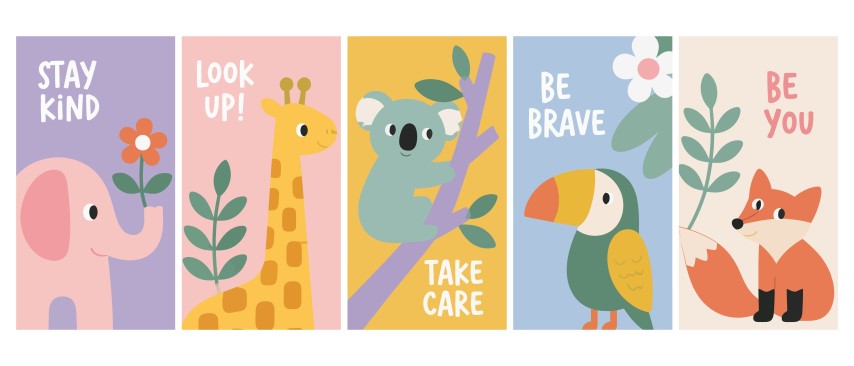 Motivational posters collection for kids with animals.