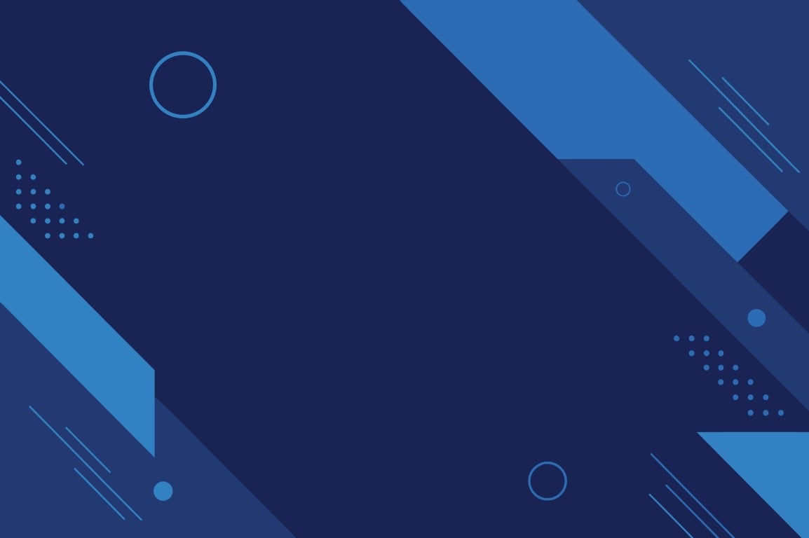 Dark blue abstract background with geometric lines and dots.