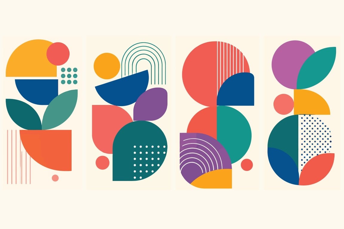 Colorful abstract geometric shapes composition.