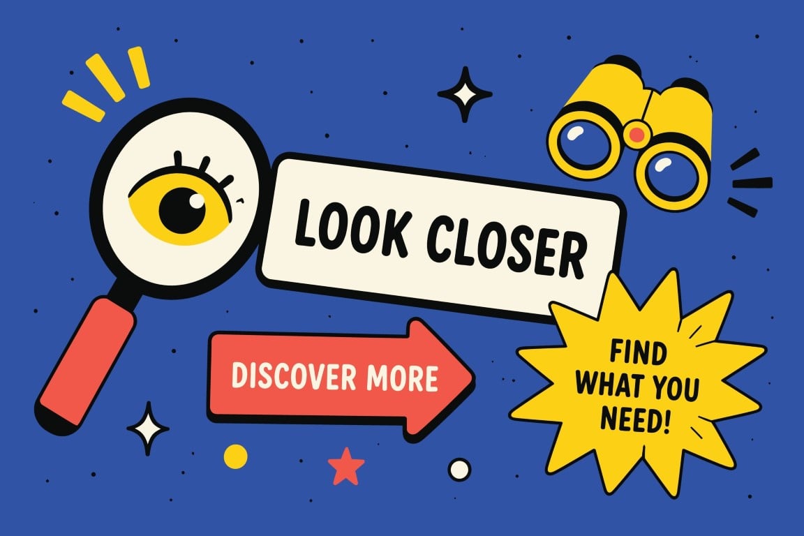 Educational concept with magnifying glass and binoculars.