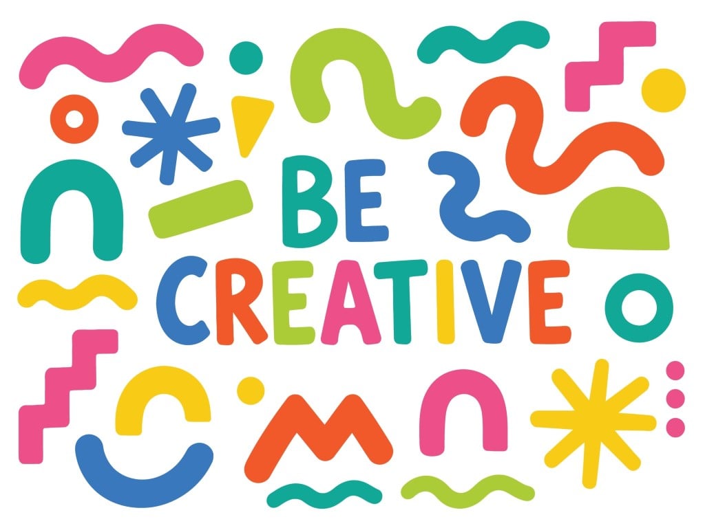 Motivational composition with colorful abstract shapes.