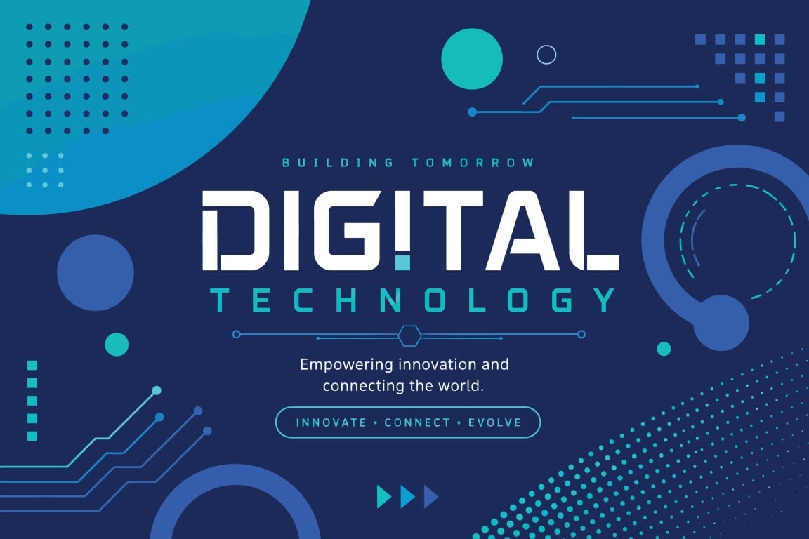 Modern digital technology innovation banner.