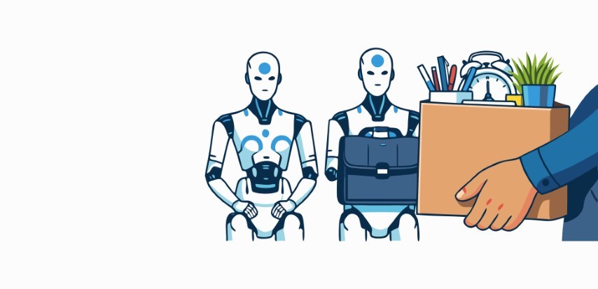 Helpful robot carries a cardboard box to assist a person with moving.