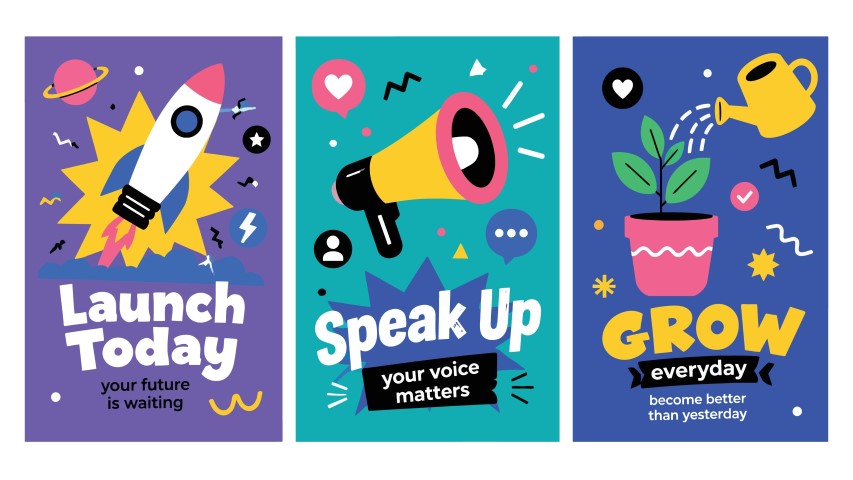Motivational posters for launching and growing.