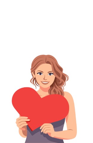 Lovely person holding a large red heart close to the chest with affection.