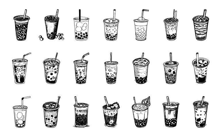 Premium Style Drink Illustration: Bubble Milk Tea - Free SVG and EPS File