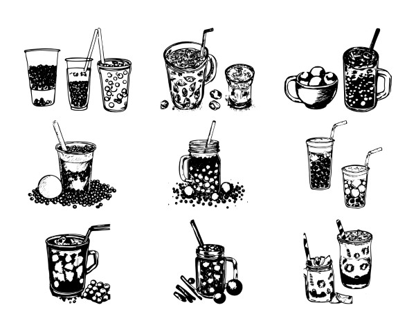 Premium Style Drink Illustration: Bubble Milk Tea - Free SVG and EPS File