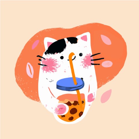 Modern Drink Element: Bubble Tea - Free Scalable Vector Graphics