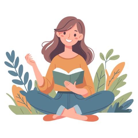 A person reading a book. Book lover, reader. Flat graphic vector illustrations.