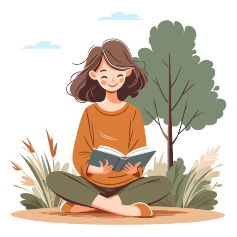 A person reading a book. Book lover, reader. Flat graphic vector illustrations.