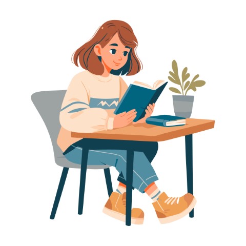 A person reading a book. Book lover, reader. Flat graphic vector illustrations.