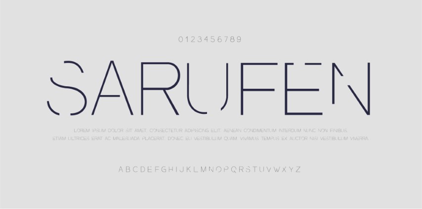 Abstract minimal modern alphabet fonts.