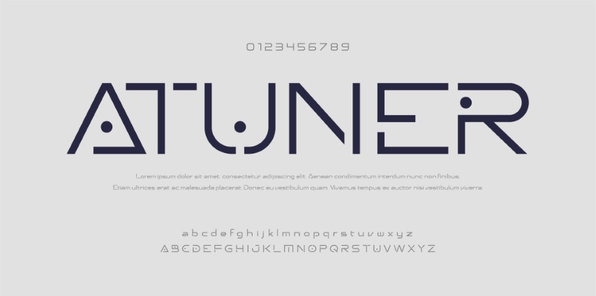 Abstract minimal modern alphabet fonts.