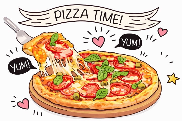 Visual presentation of a freshly baked pizza with plenty of ingredients and appetizing.