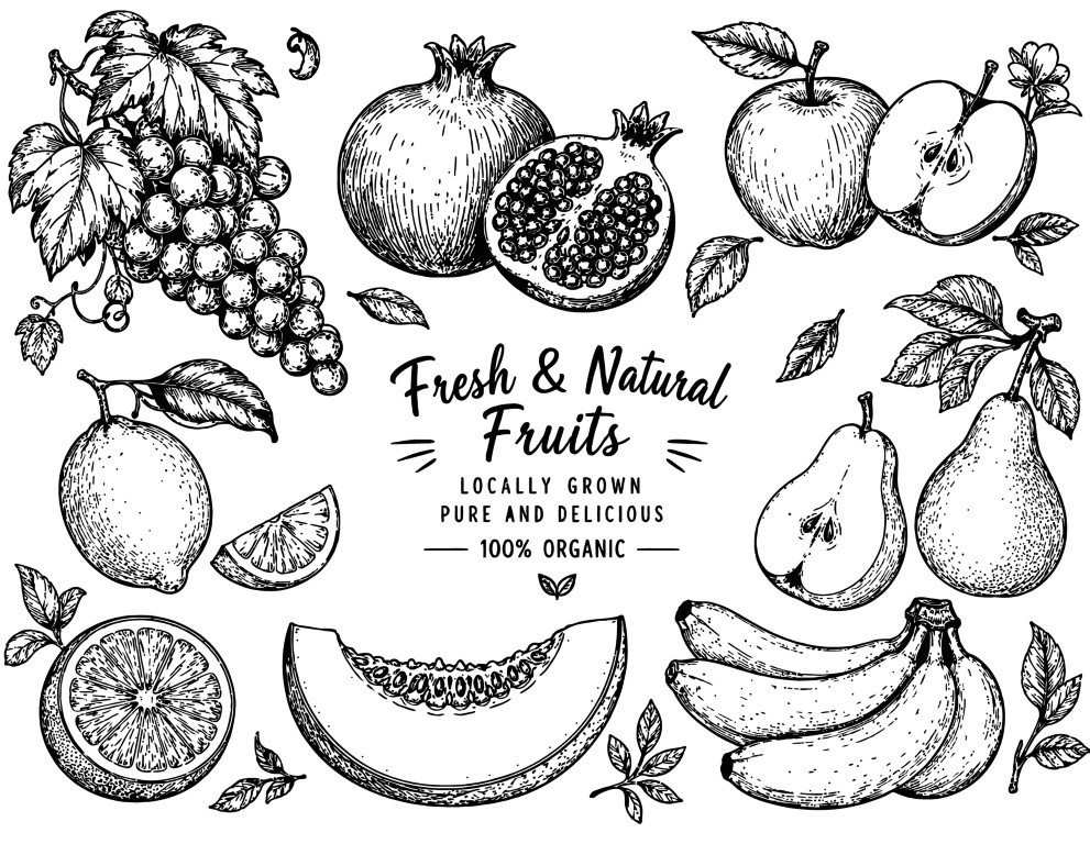 Fresh and natural organic locally grown fruits compilation.