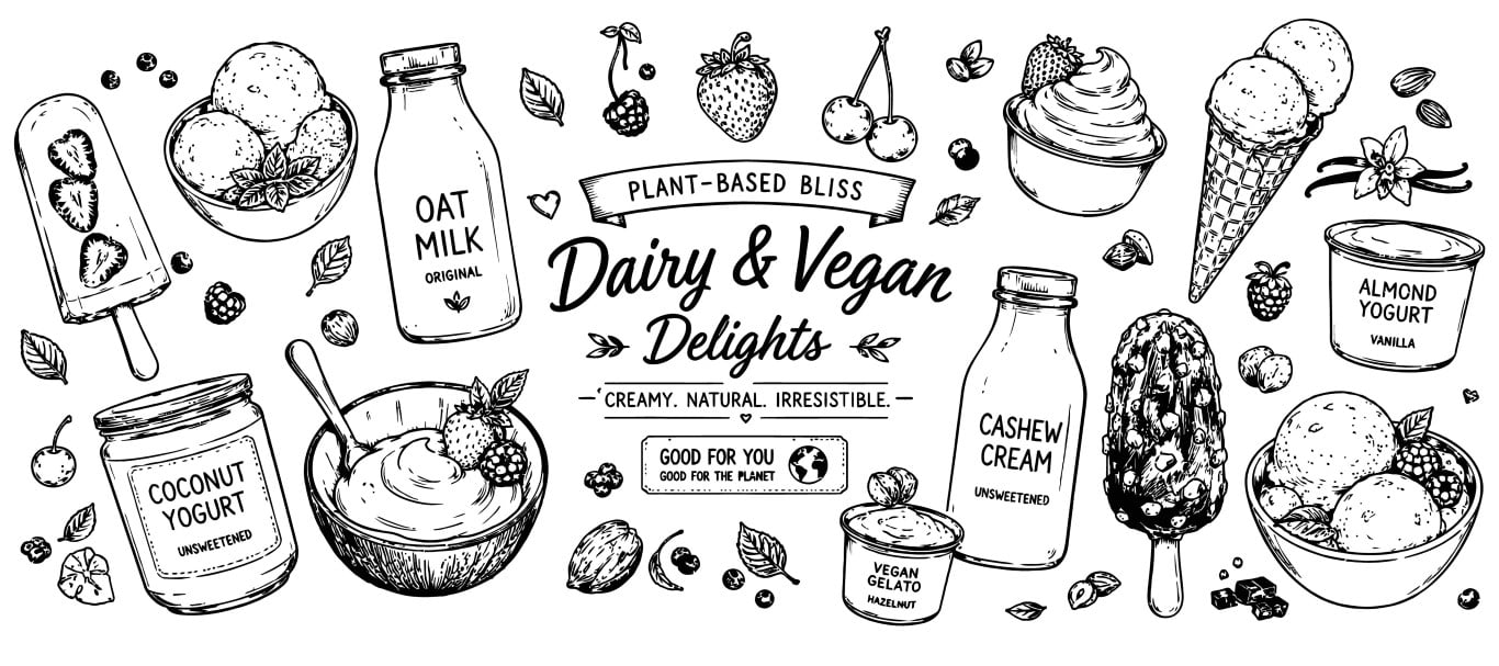 Plant based dairy and vegan alternative delights with natural organic products.