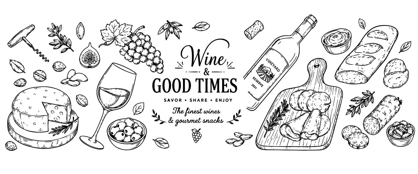 Premium wine tasting experience with finest gourmet snacks and appetizers.