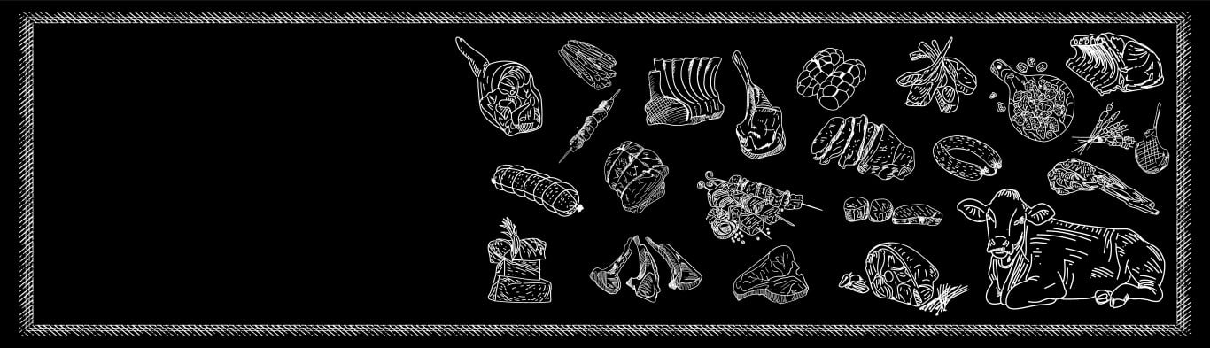 Fresh meat products collection. Sketch vector illustration.