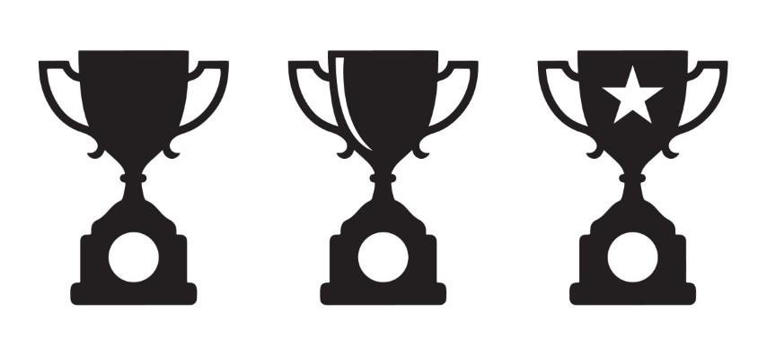 The winner's cup is an award symbol representing success. A striking sign on web and mobile applications.