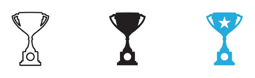The trophy cup is a perfect symbol of victory. It represents awards on both web and mobile applications.