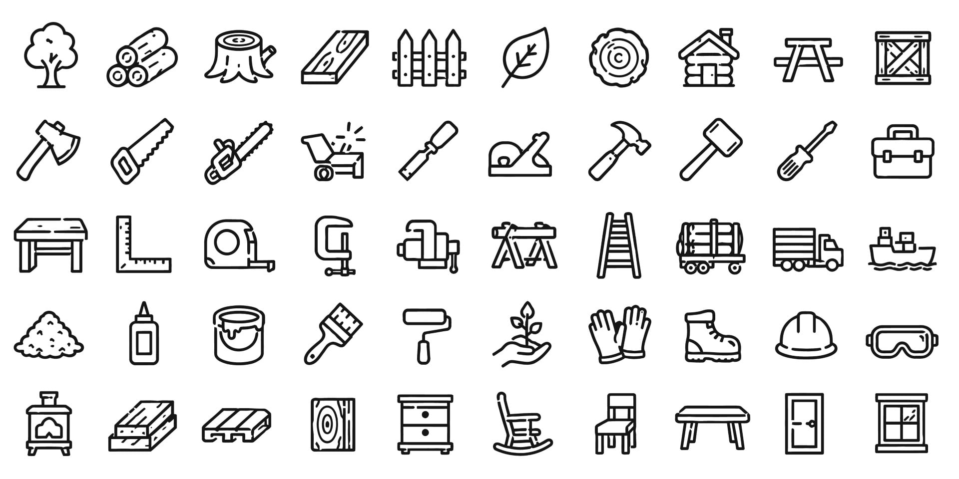 Woodworking carpentry and lumber industry web vector collection.