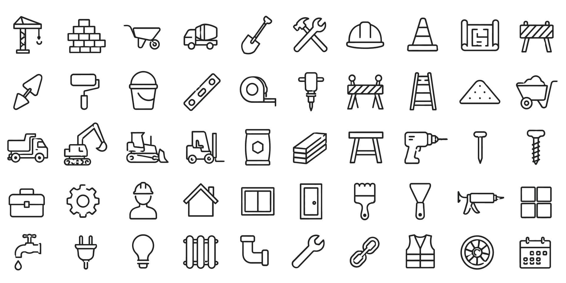 Construction engineering and building industry icon web vector collection.