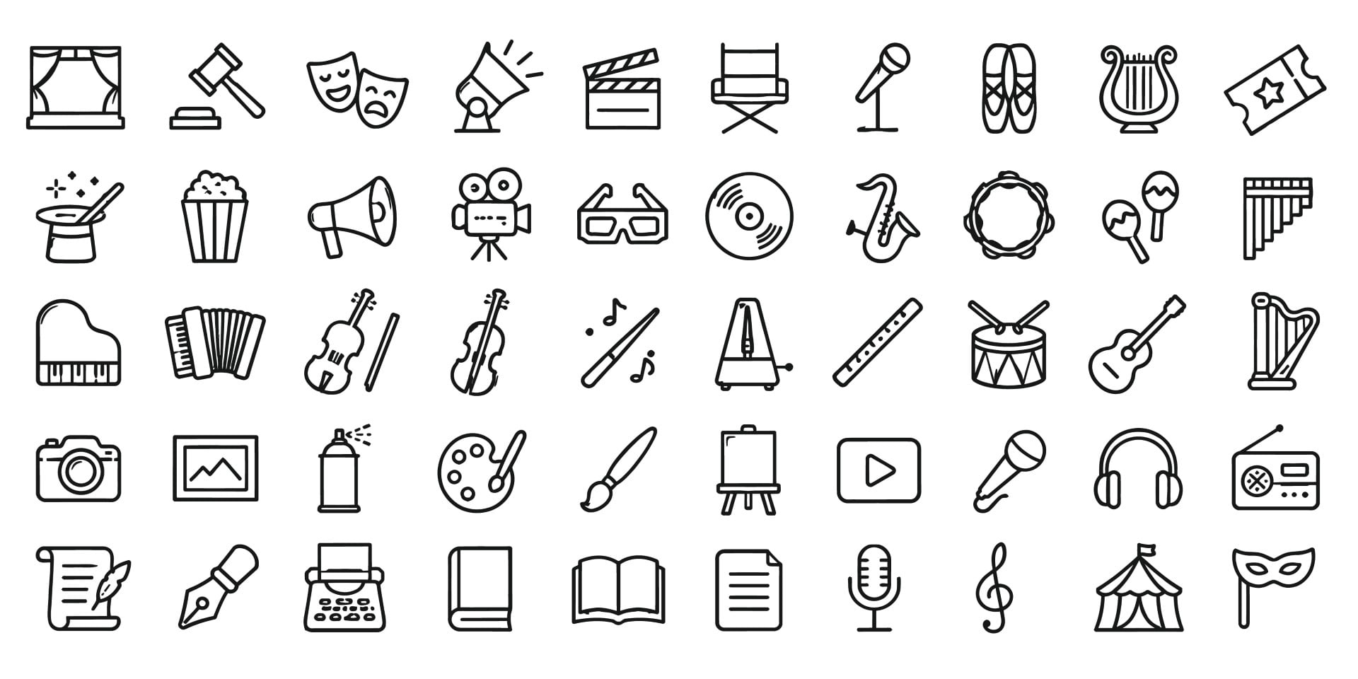 Entertainment arts and music icon web vector collection.