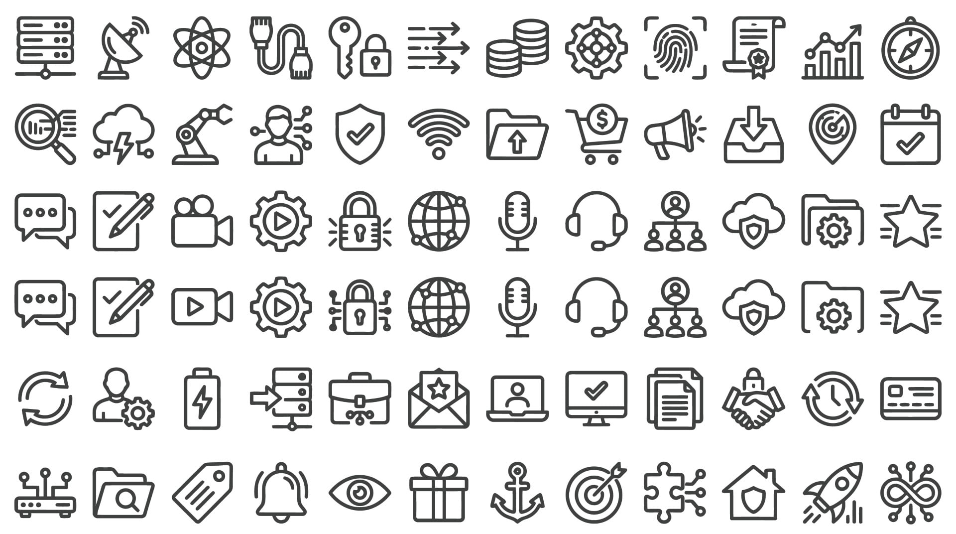 Digital communication network security system data cloud computing icon web vector collection.