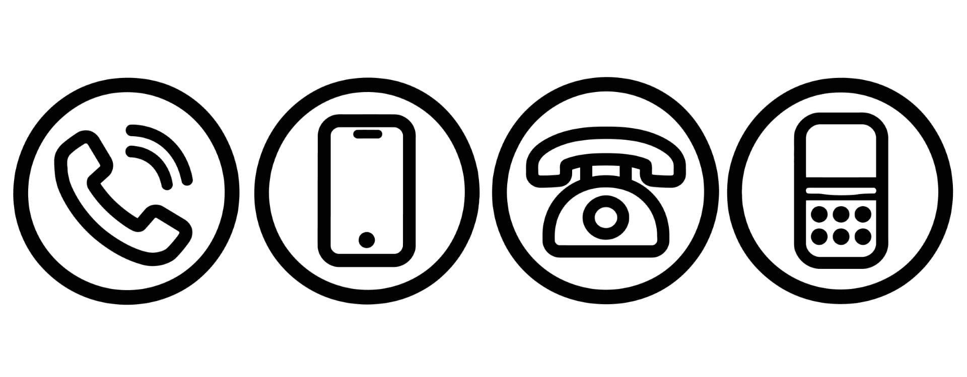 Telephone Device Types Bold Circle Icon Collection for Communication Design.