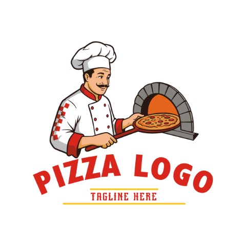 Pizza logo. A recommended design for bistros serving Italian cuisine. Editable logo template.