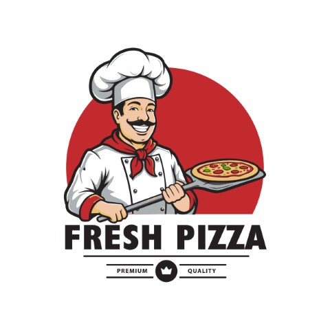 Pizza logo. Ideal for restaurants that serve Italian cuisine and pizza. Editable logo template.
