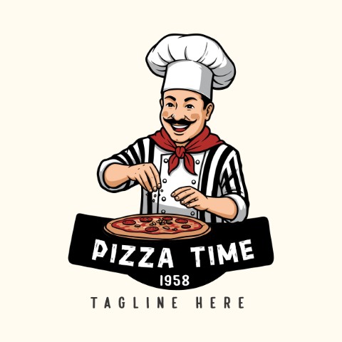 Pizza logo. An ideal design for Italian cuisine pizza businesses. Editable logo template.