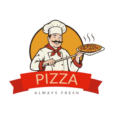 Pizza logo. A modern logo example designed for pizza restaurants and fast food businesses. Editable logo template.