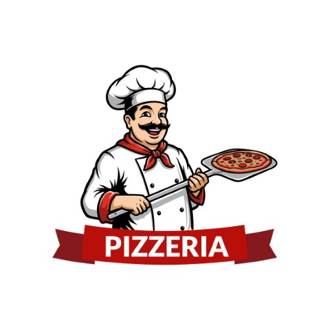 Pizza logo. A simple yet effective design option for fast food and pizza restaurants. Editable logo template.