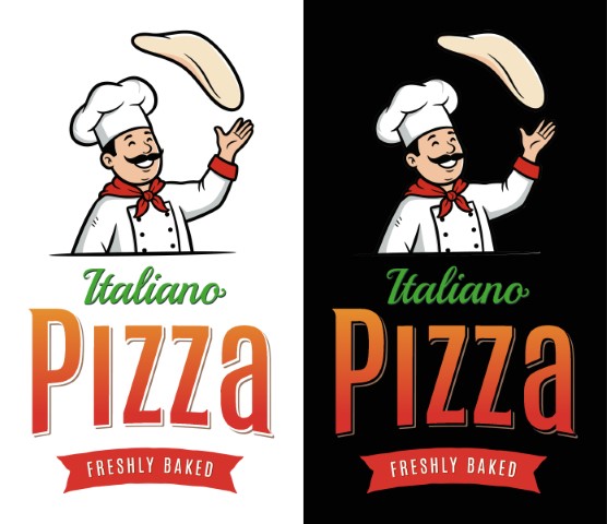 Pizza logo. A symbol design suitable for pizza restaurants, bistros and delivery services. Editable logo template.