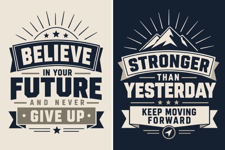 Typography posters with inspirational messages.