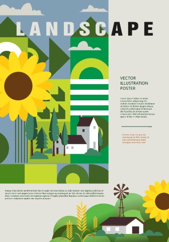 Nature, landscape and garden, contemporary artistic poster.