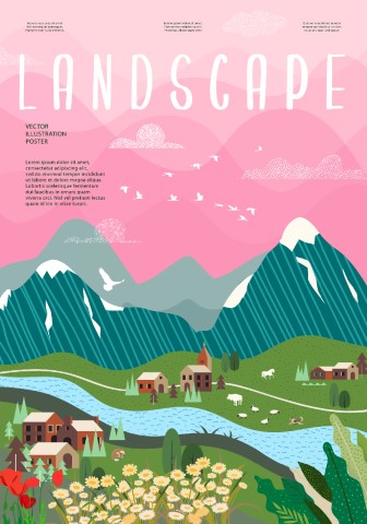 Nature and landscape, contemporary artistic poster.