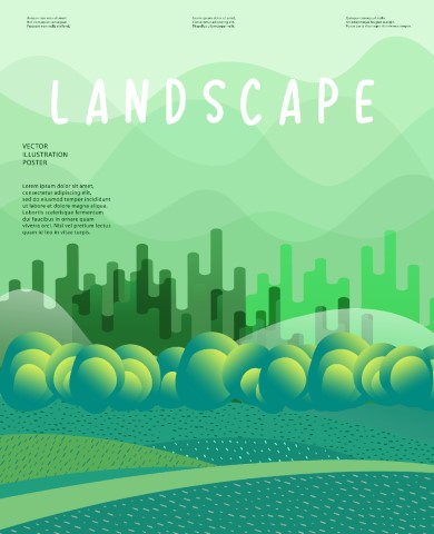 Nature and landscape, contemporary artistic poster.
