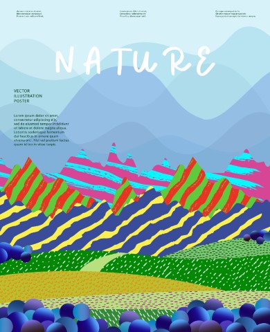 Nature and landscape, contemporary artistic poster.