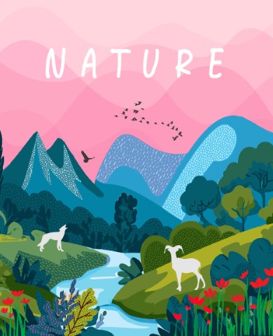 Nature and landscape, contemporary artistic poster.