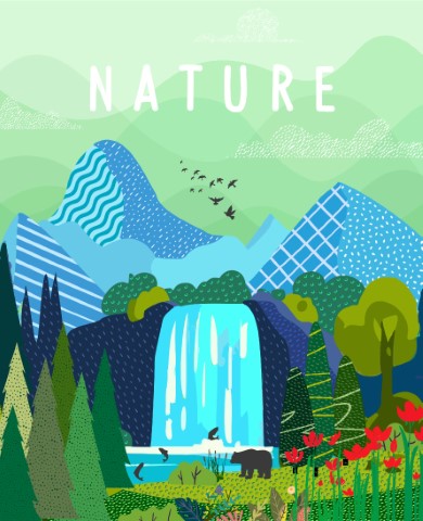 Nature and landscape, contemporary artistic poster.