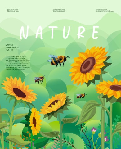 Nature and landscape, contemporary artistic poster.