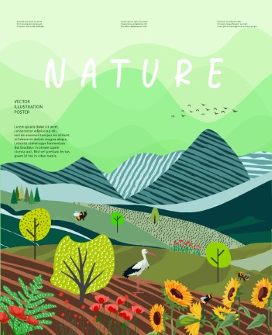 Nature and landscape, contemporary artistic poster.