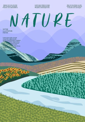 Natural backgrounds. Green fields, clear rivers and landscapes that blend with the sky.